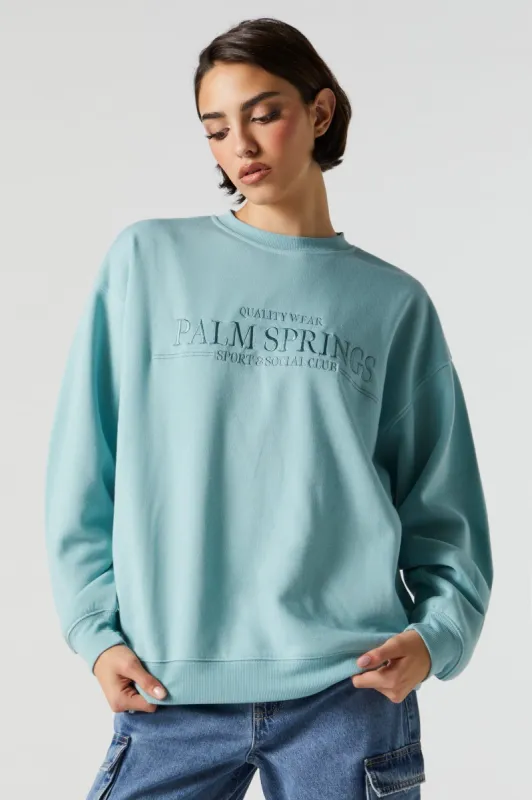 Palm Springs Embroidered Fleece Sweatshirt sold by Charlotte Russe