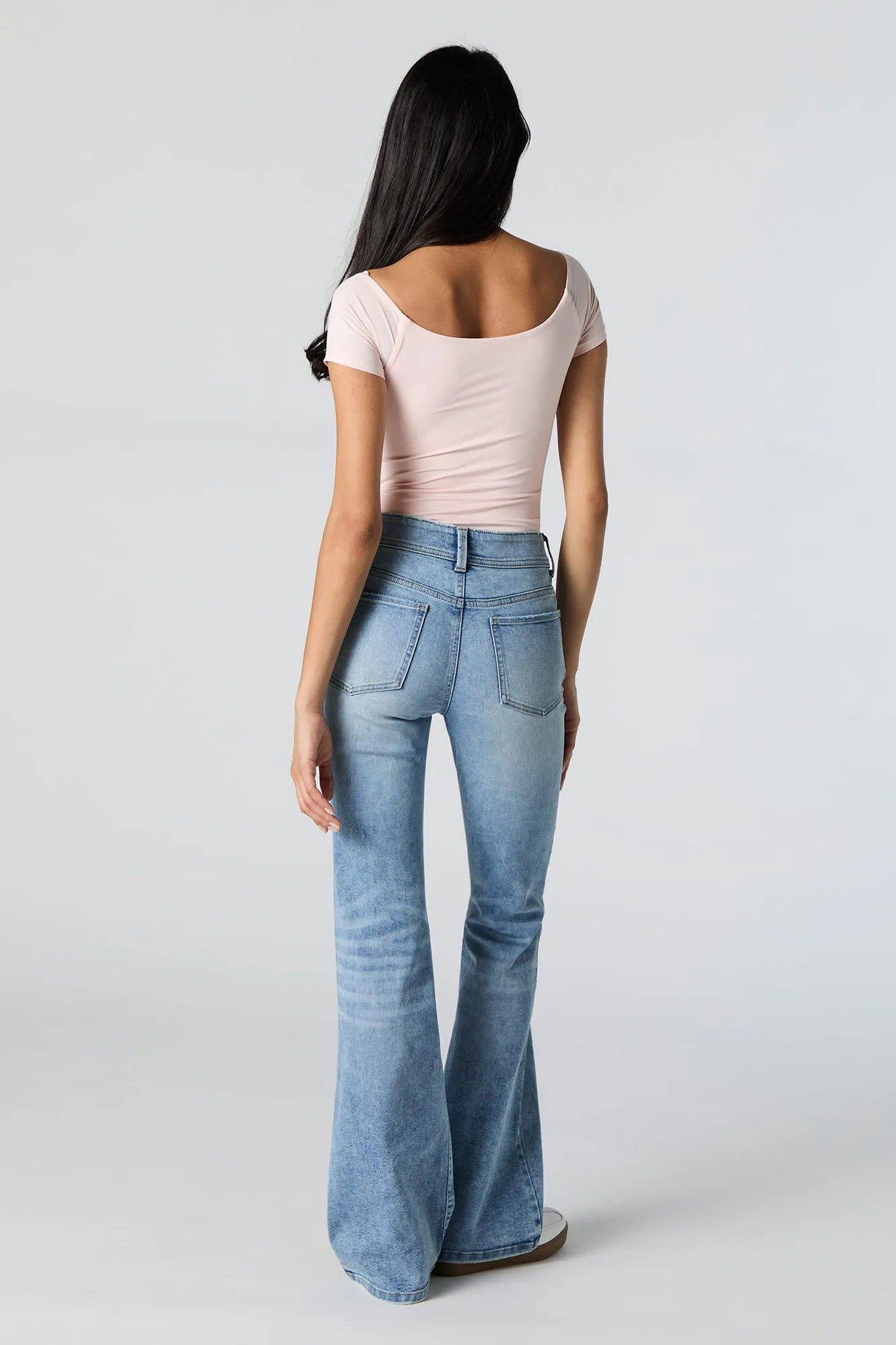 Austin Medium Vintage Wash Low Rise Flare Jean sold by Charlotte Russe product image thumbnail 3