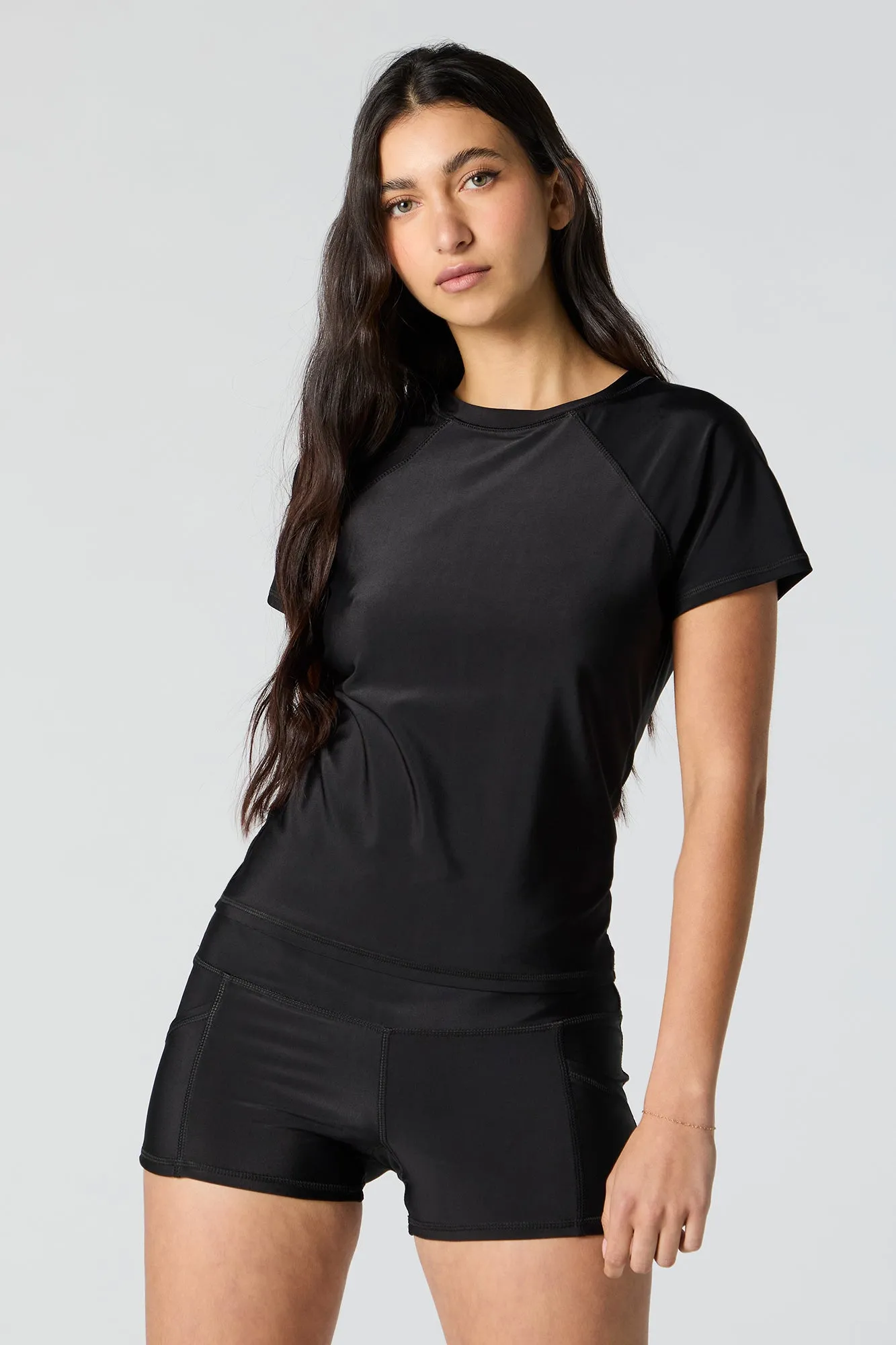 Short Sleeve Rashguard Swim Top sold by Charlotte Russe product image thumbnail 4