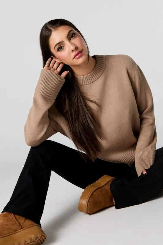 Ribbed Trim Crewneck Sweater sold by Charlotte Russe