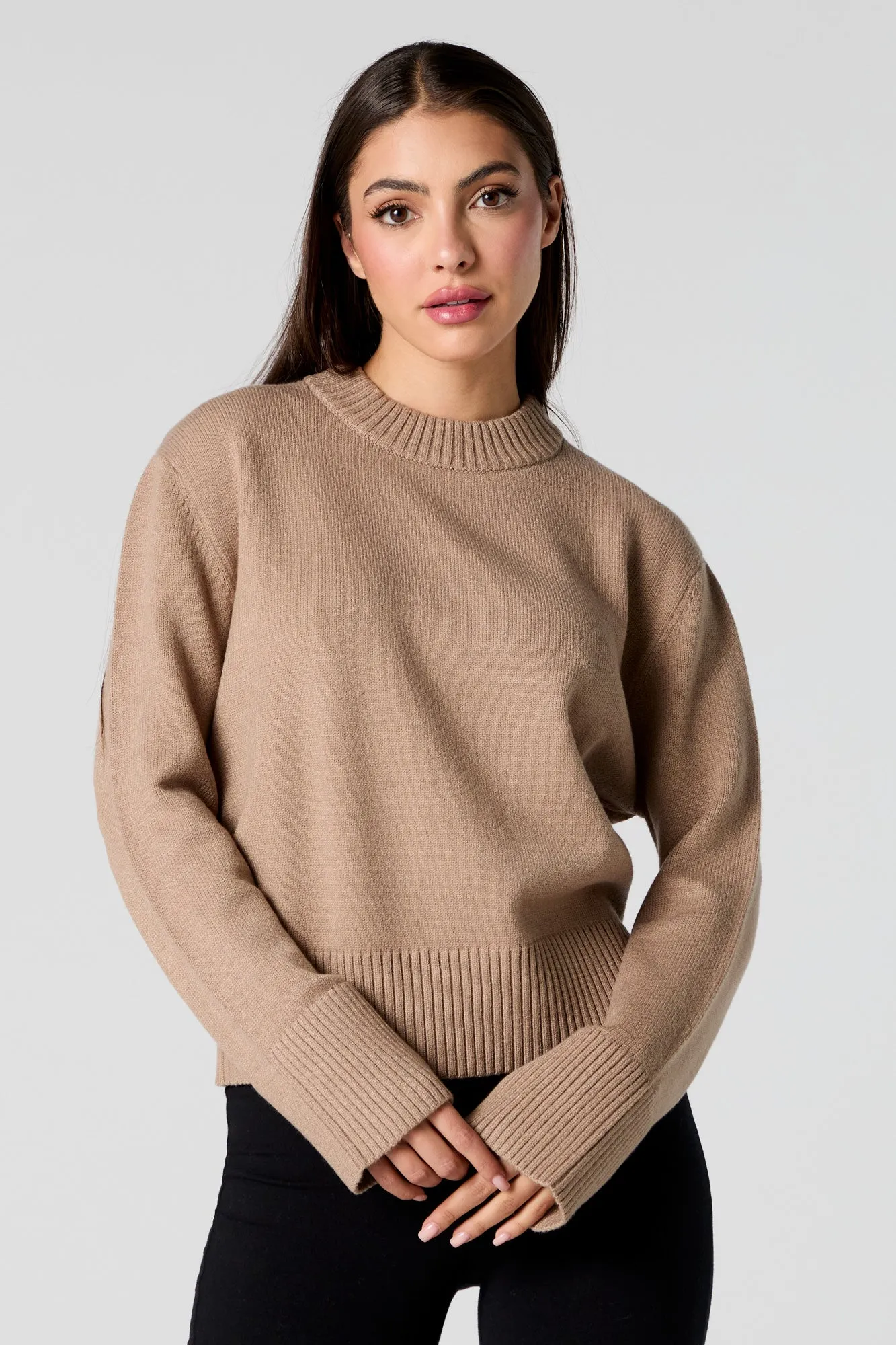 Ribbed Trim Crewneck Sweater sold by Charlotte Russe product image thumbnail 4