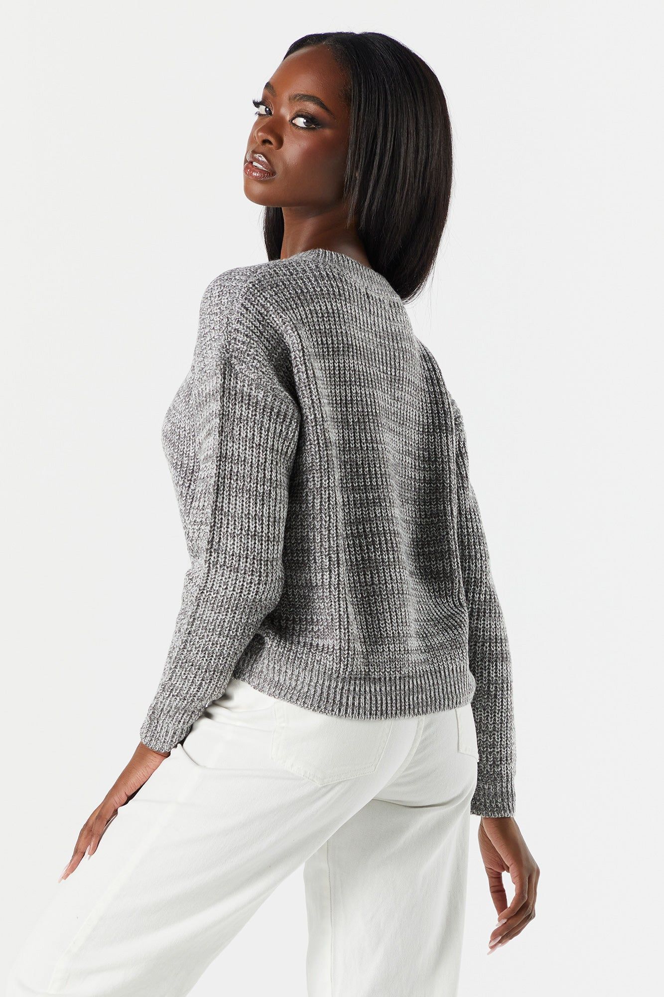 Striped Knit Crewneck Sweater sold by Charlotte Russe product image thumbnail 2