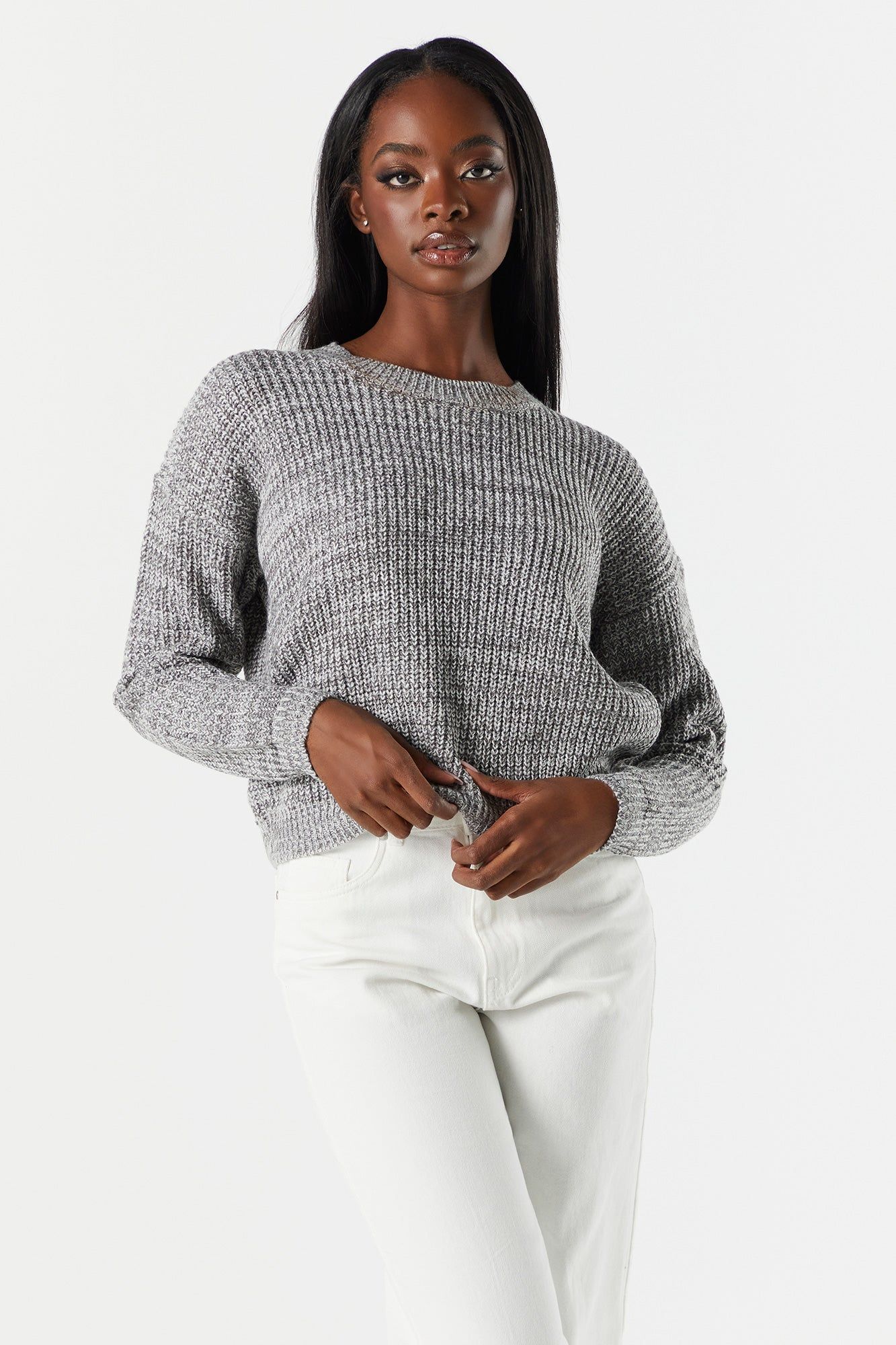 Striped Knit Crewneck Sweater sold by Charlotte Russe