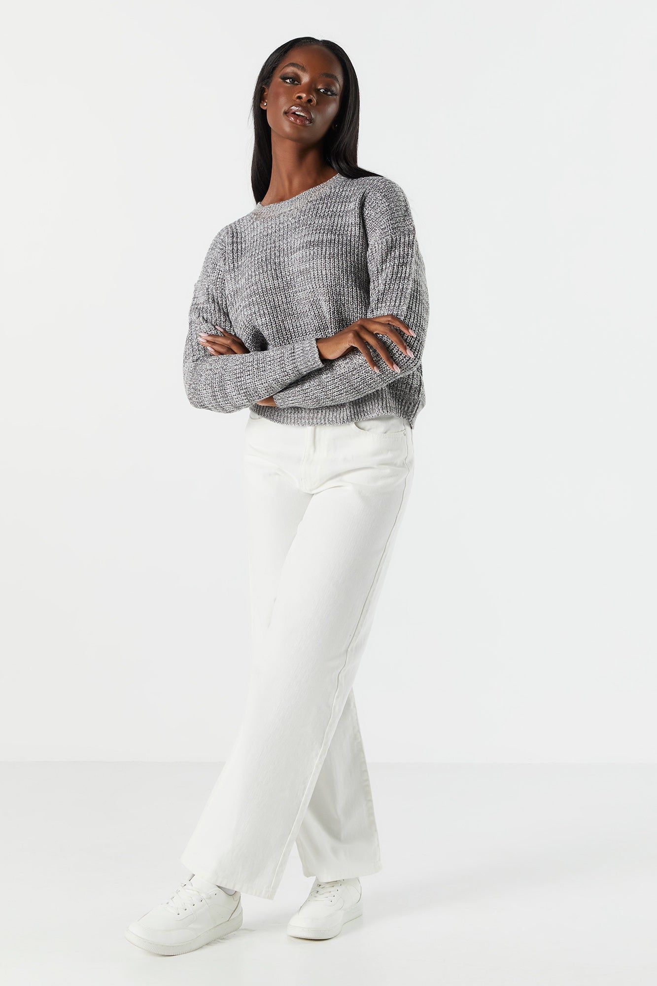 Striped Knit Crewneck Sweater sold by Charlotte Russe product image thumbnail 3