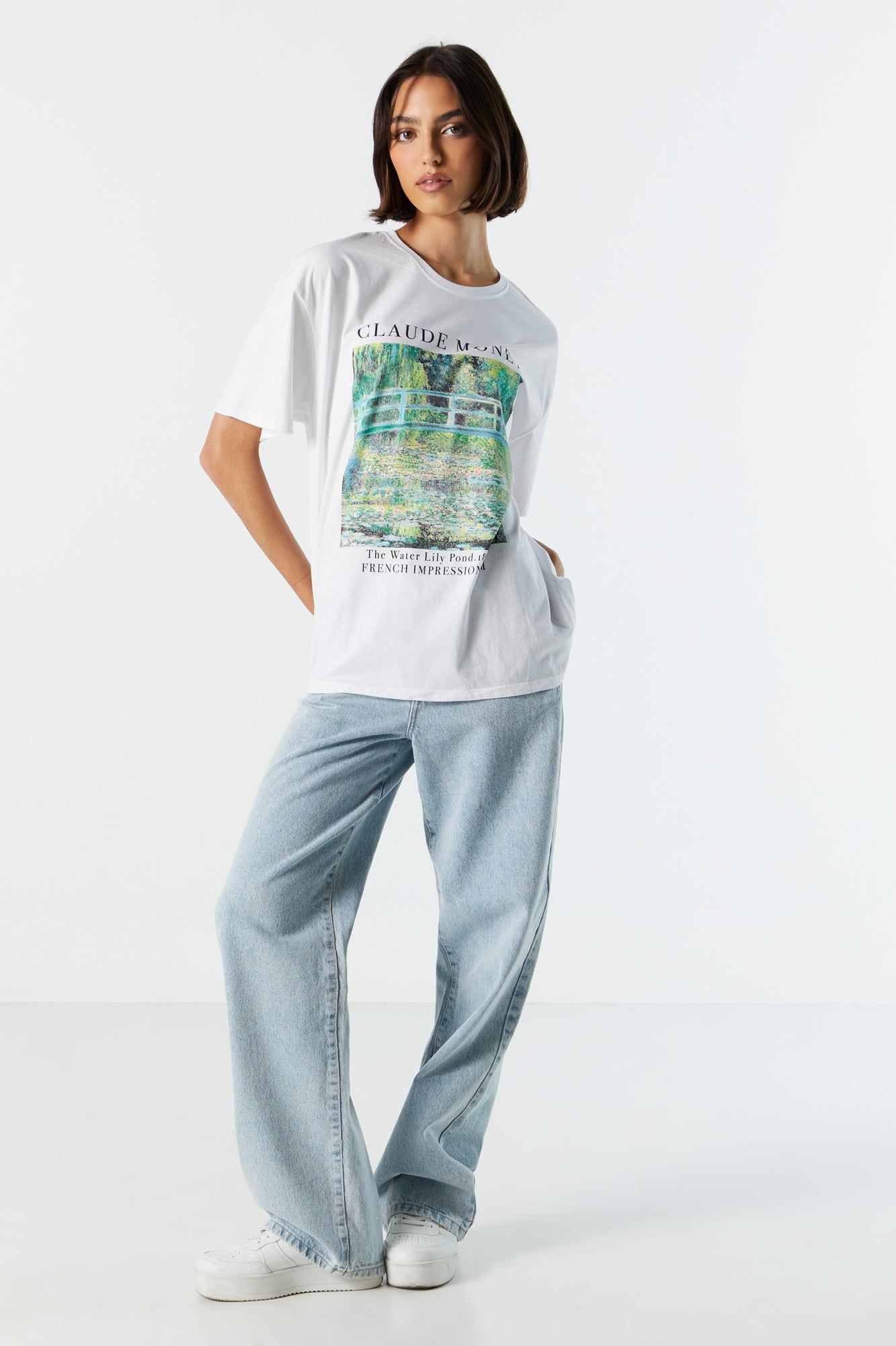 White Claude Monet Graphic Boyfriend T-Shirt sold by Charlotte Russe product image thumbnail 3