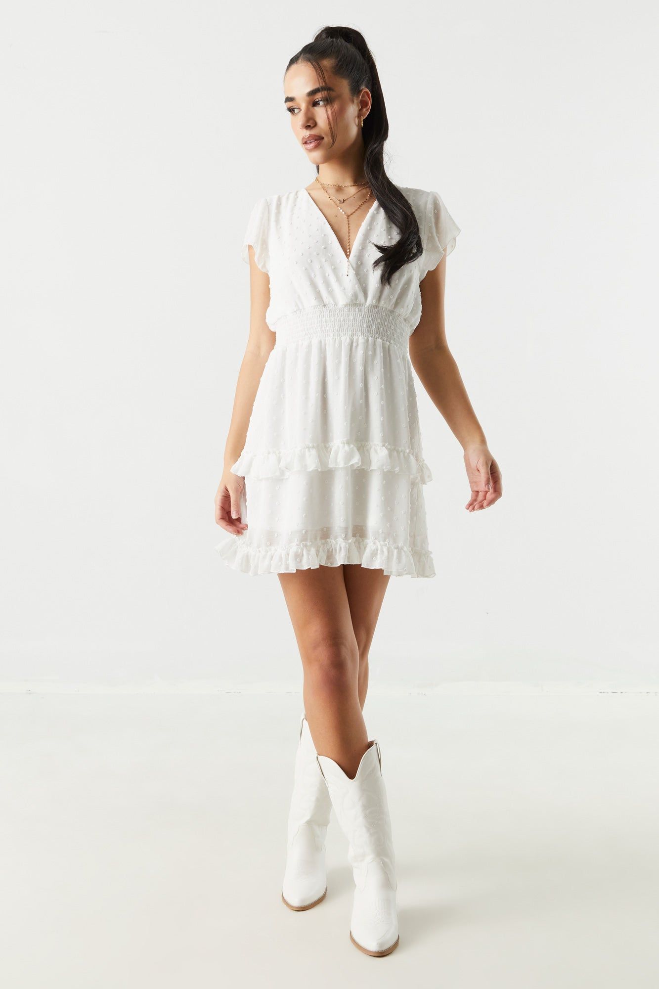 Chiffon Dotted Tiered Dress sold by Charlotte Russe product image thumbnail 6