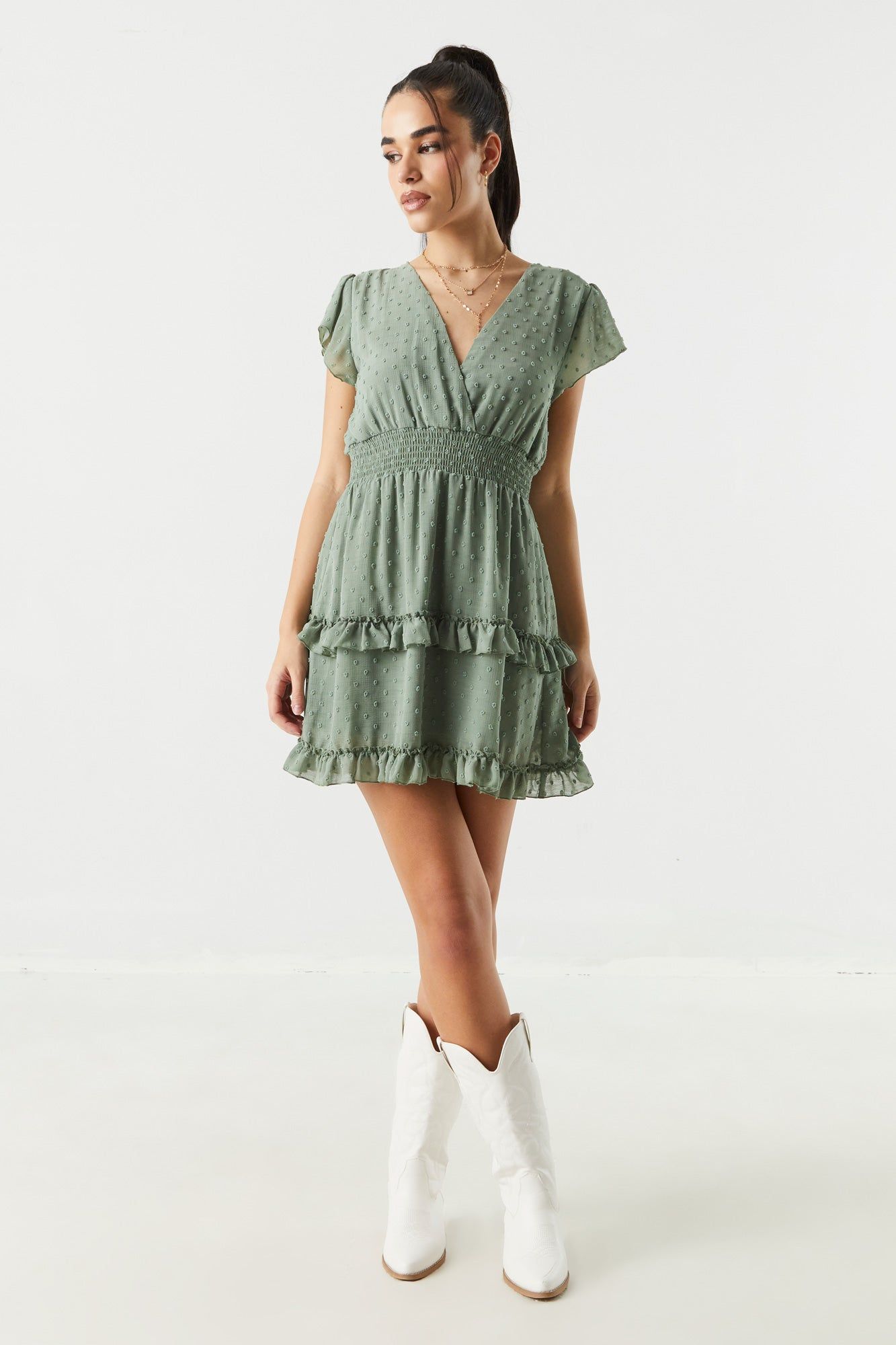 Chiffon Dotted Tiered Dress sold by Charlotte Russe product image thumbnail 9