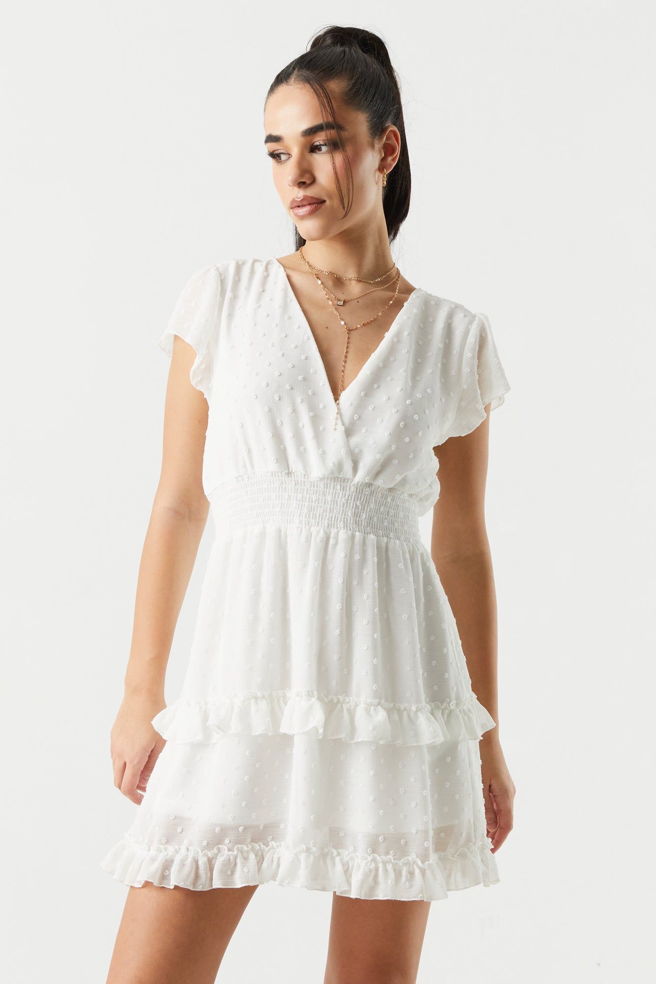 Chiffon Dotted Tiered Dress sold by Charlotte Russe product image thumbnail 4