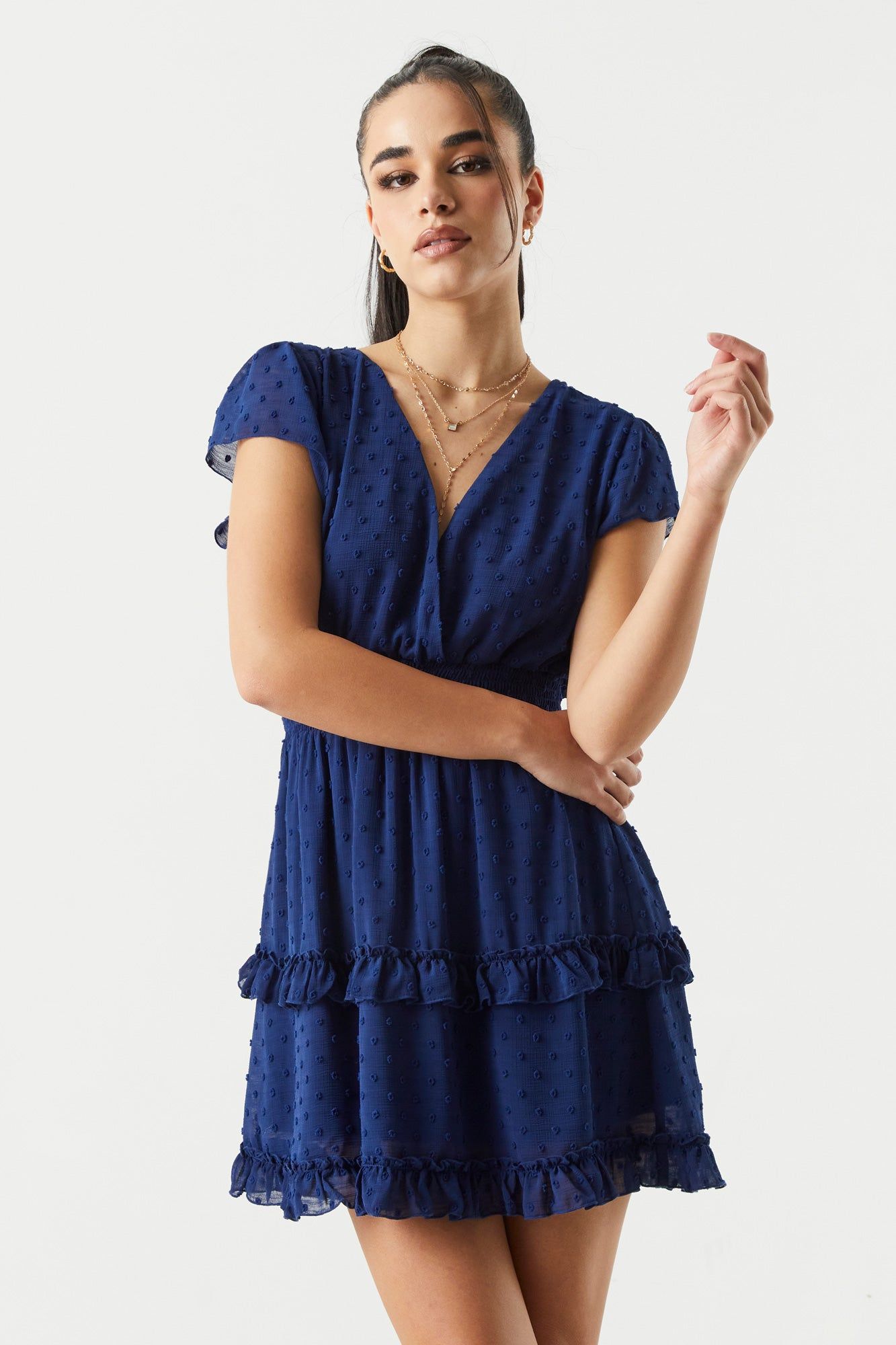 Chiffon Dotted Tiered Dress sold by Charlotte Russe