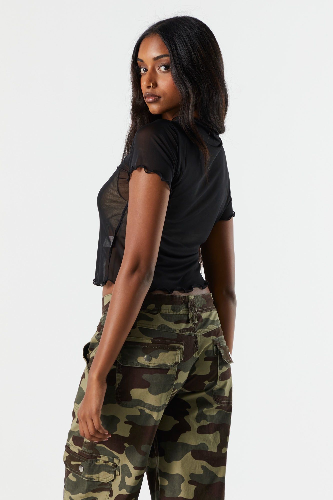 Mesh Ruffle T-Shirt sold by Charlotte Russe product image thumbnail 2