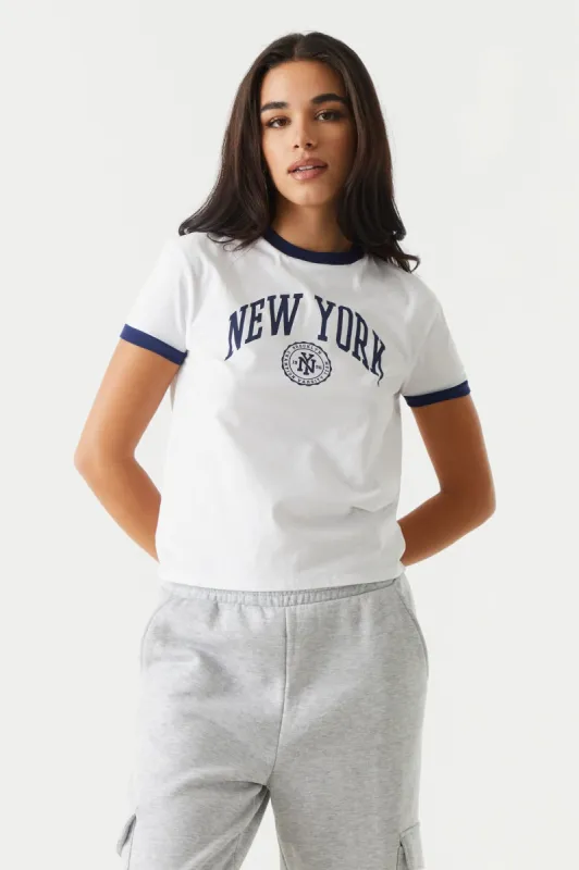 New York Graphic Ringer T-Shirt made by Charlotte Russe