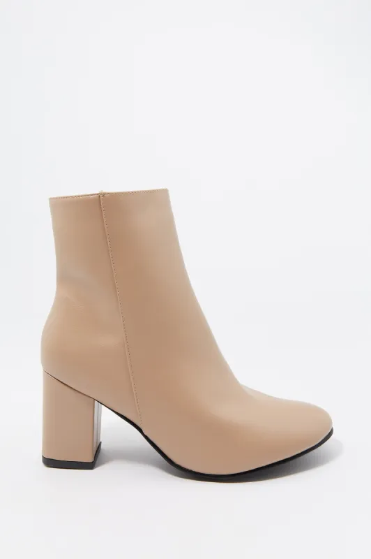 Faux-Leather Mid-Heel Boot sold by Charlotte Russe