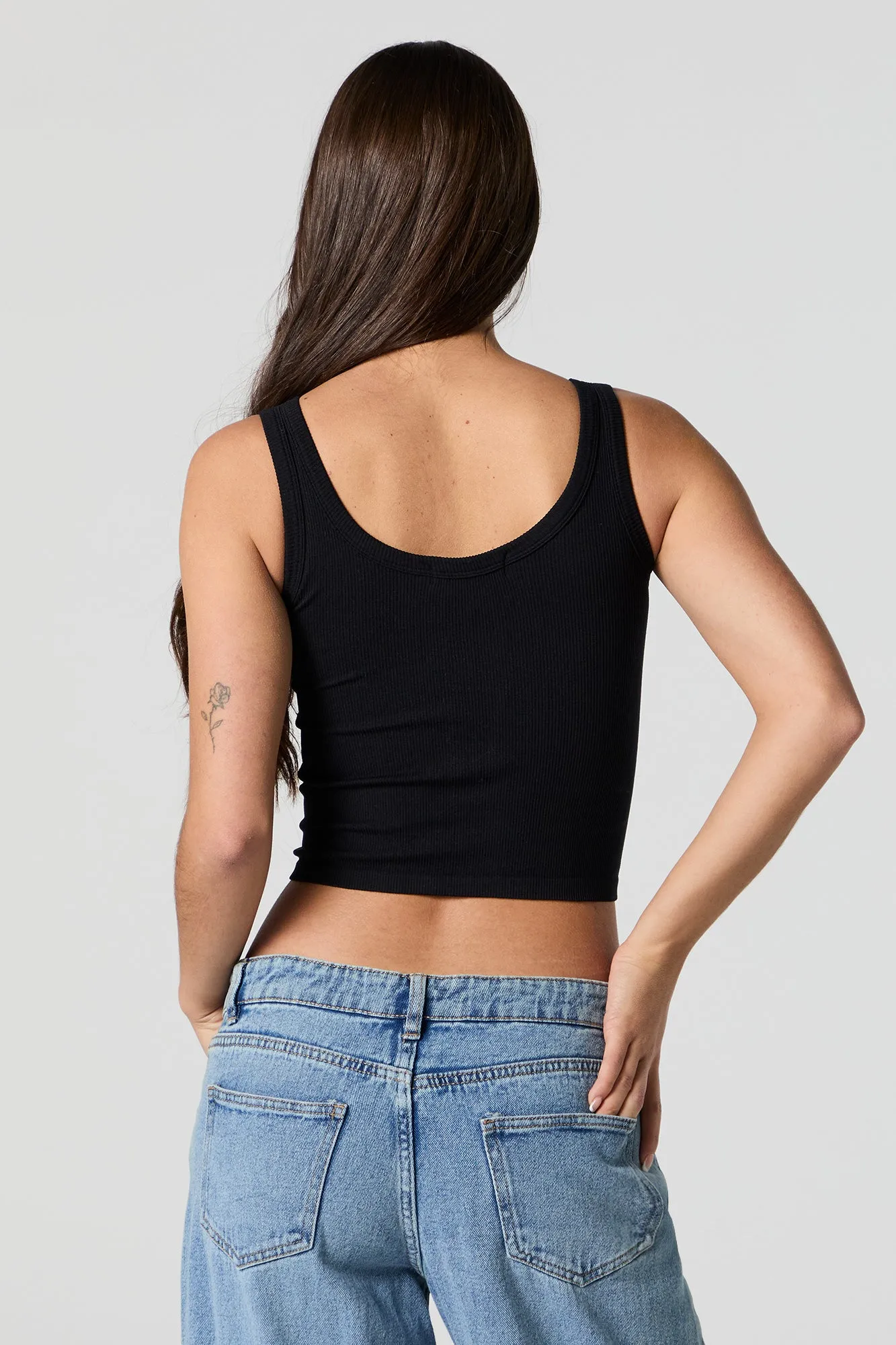Seamless Ribbed V-Neck Skimmer Tank sold by Charlotte Russe product image thumbnail 3
