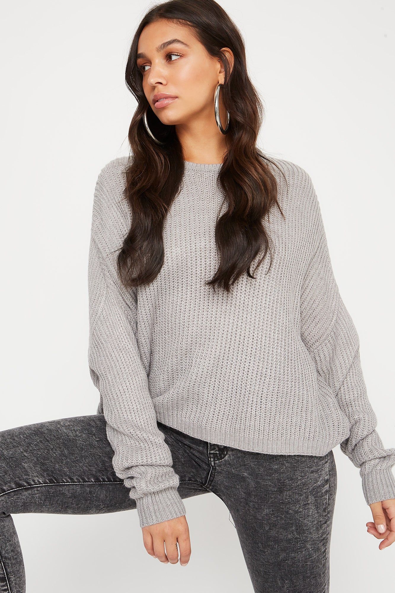 Oversized Crew Neck Long Sleeve Sweater sold by Charlotte Russe product image thumbnail 2