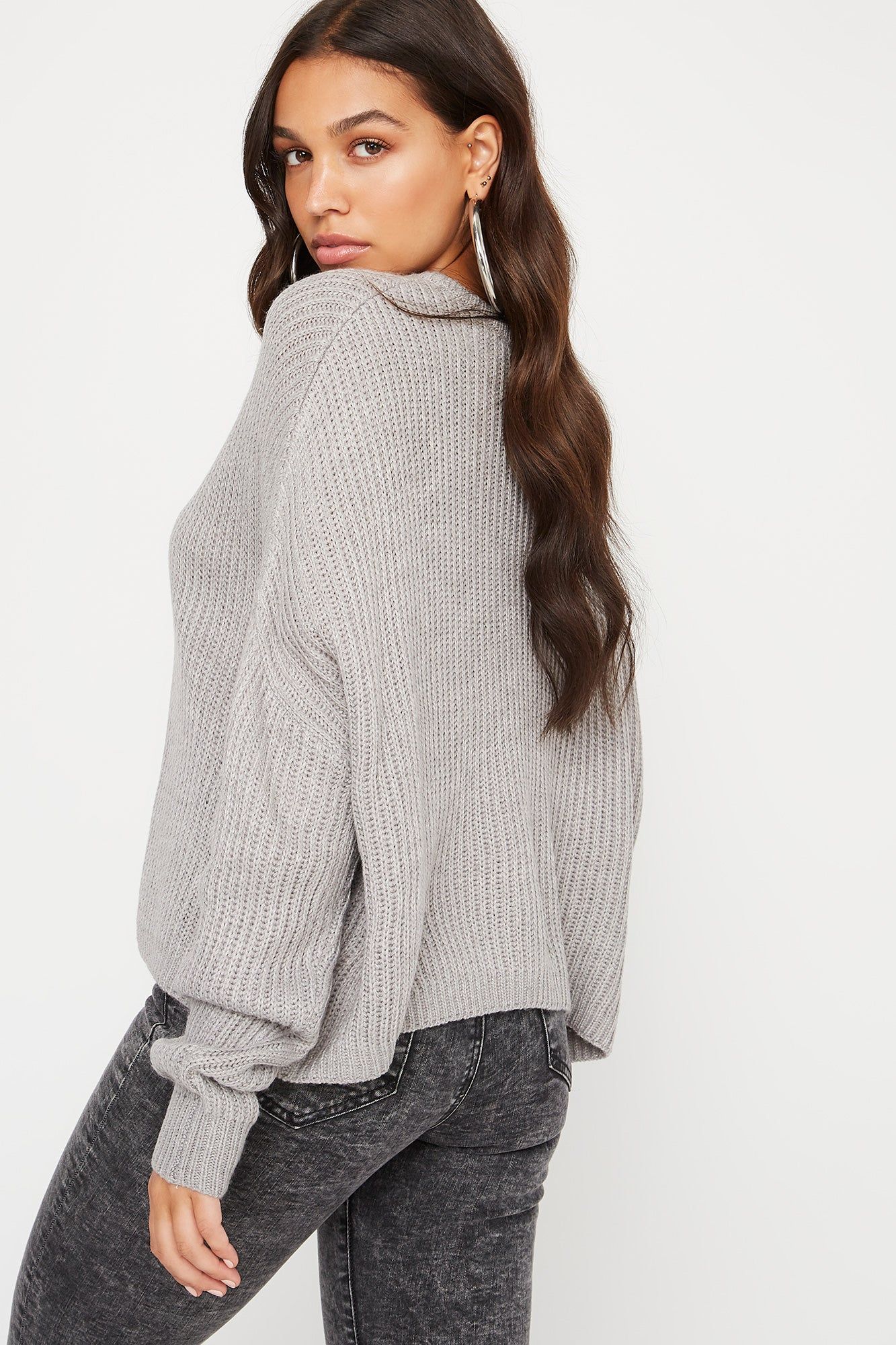 Oversized Crew Neck Long Sleeve Sweater sold by Charlotte Russe product image thumbnail 3