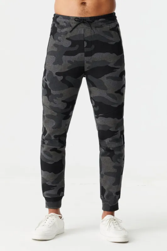 Camo Print Zip-Up Pocket Jogger sold by Charlotte Russe