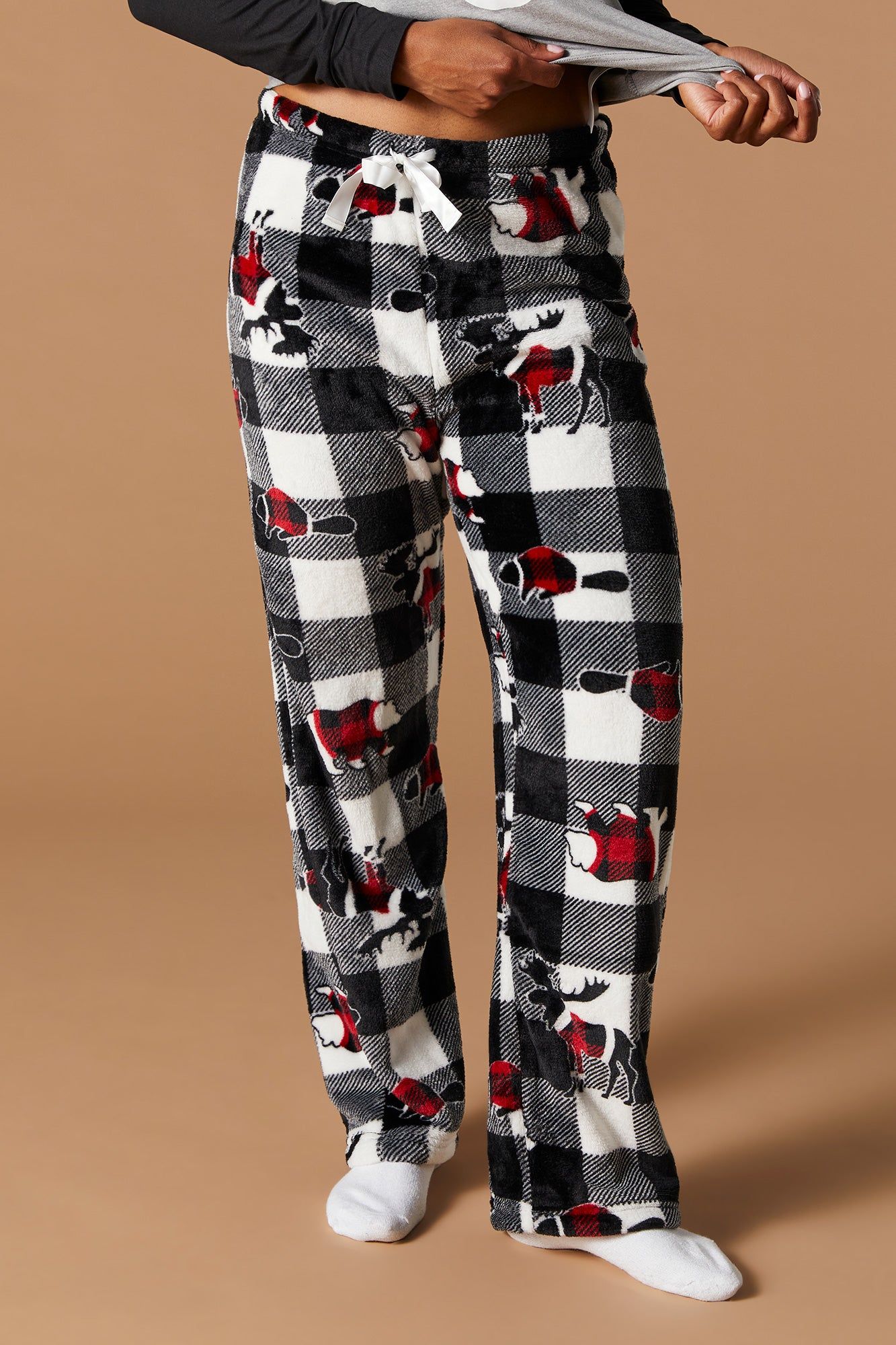 Matching the Family Plaid Plush 2 Piece Pajama Set sold by Charlotte Russe product image thumbnail 4