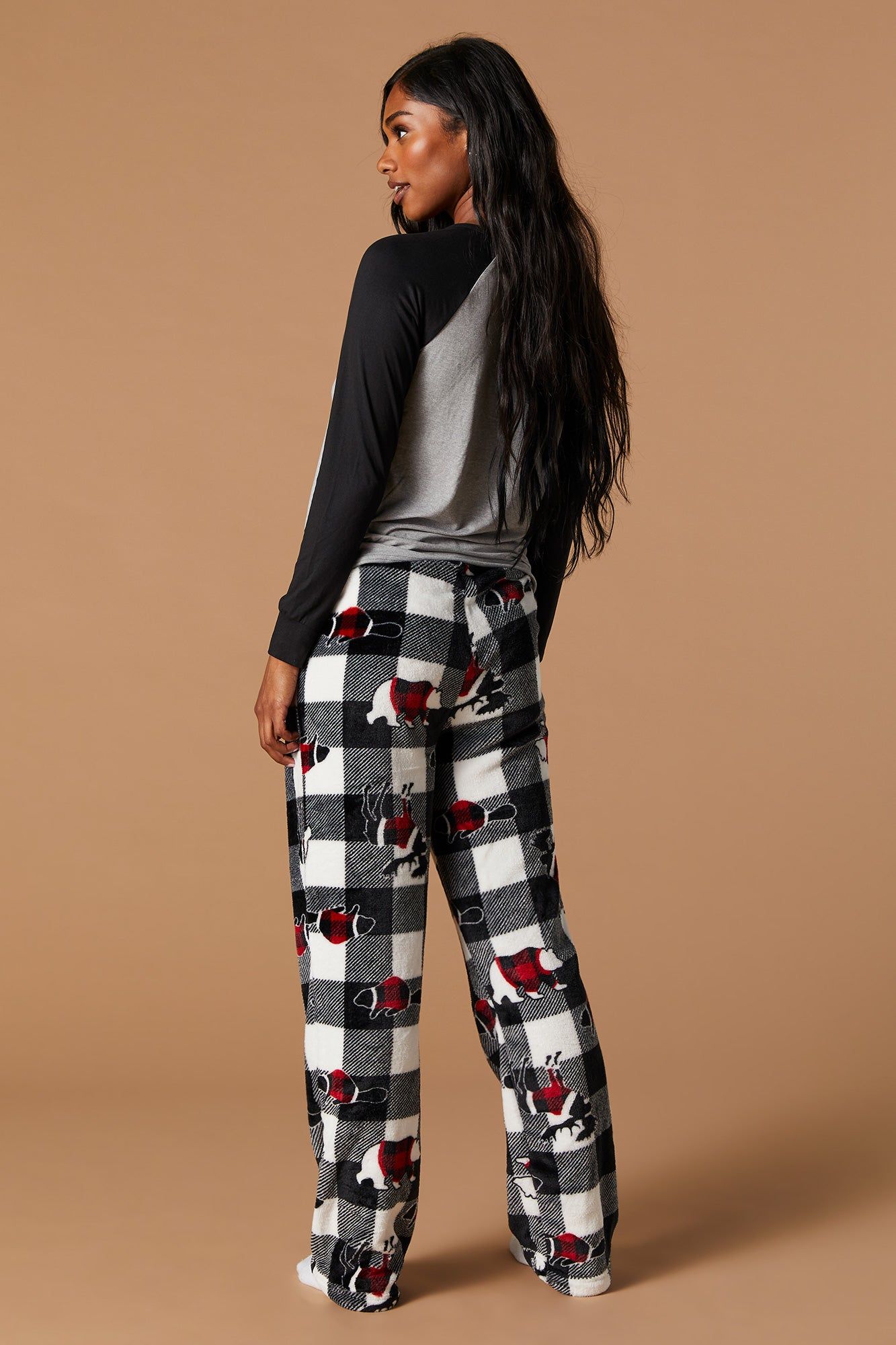 Matching the Family Plaid Plush 2 Piece Pajama Set sold by Charlotte Russe product image thumbnail 3