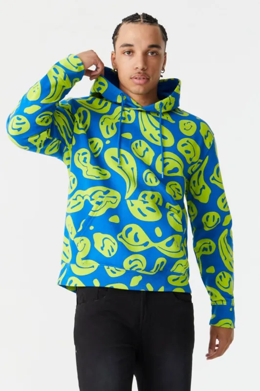 Warped Smiley Print Hoodie sold by Charlotte Russe