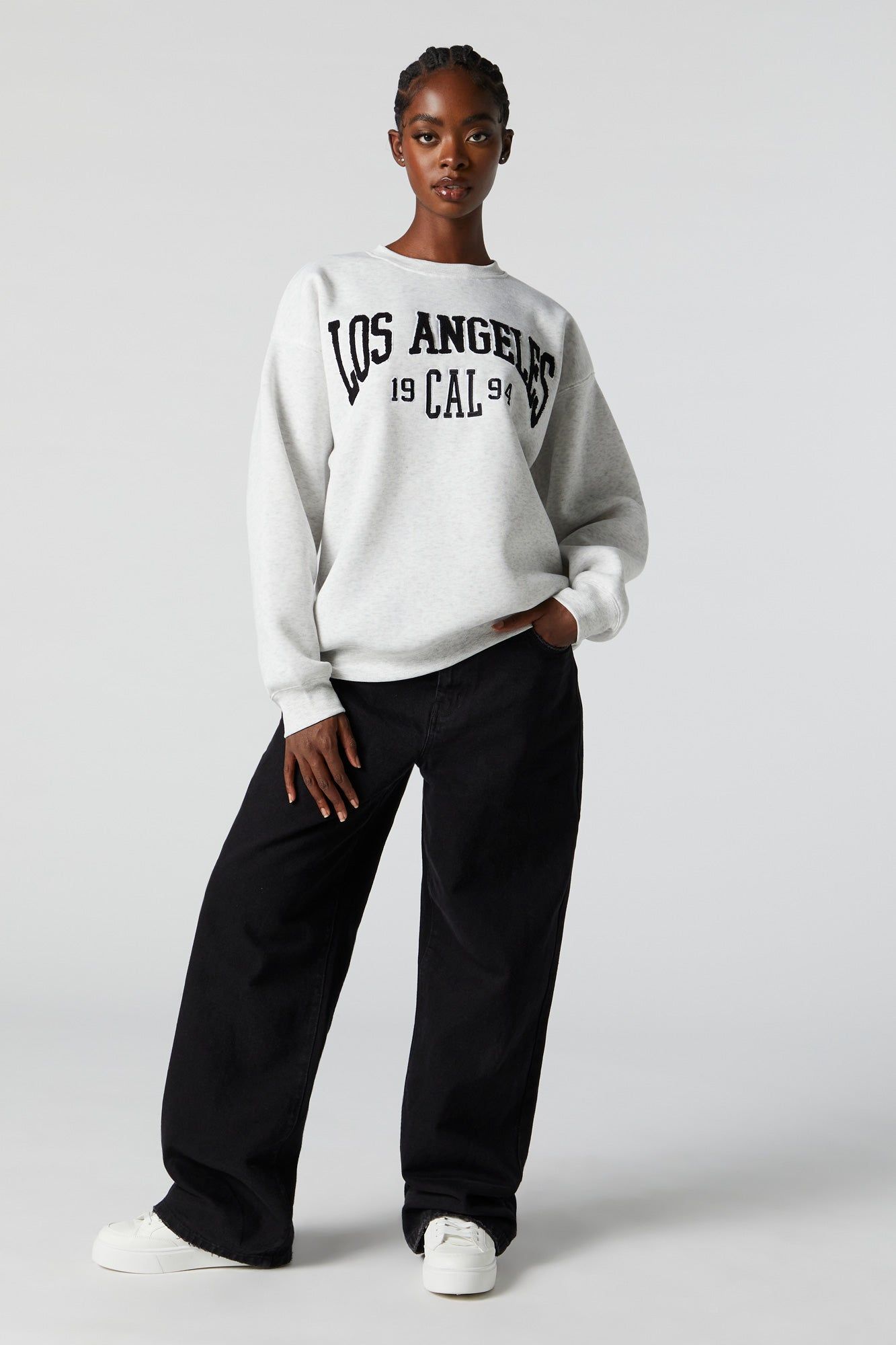 Los Angeles Chenille Embroidered Fleece Sweatshirt sold by Charlotte Russe product image thumbnail 3