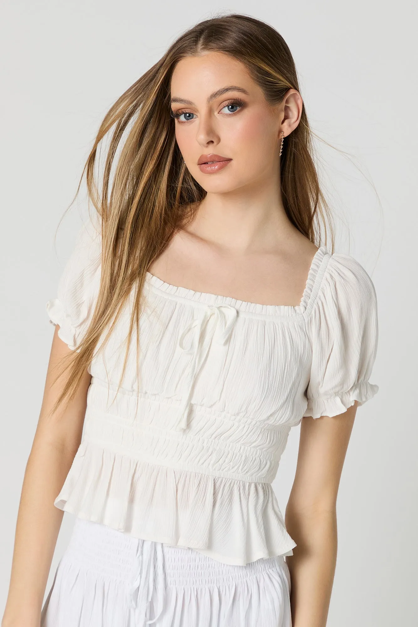 Short Sleeve Milkmaid Top sold by Charlotte Russe