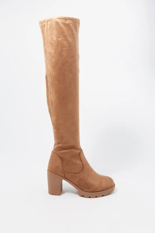 Suede Over The Knee High Heel Boot sold by Charlotte Russe