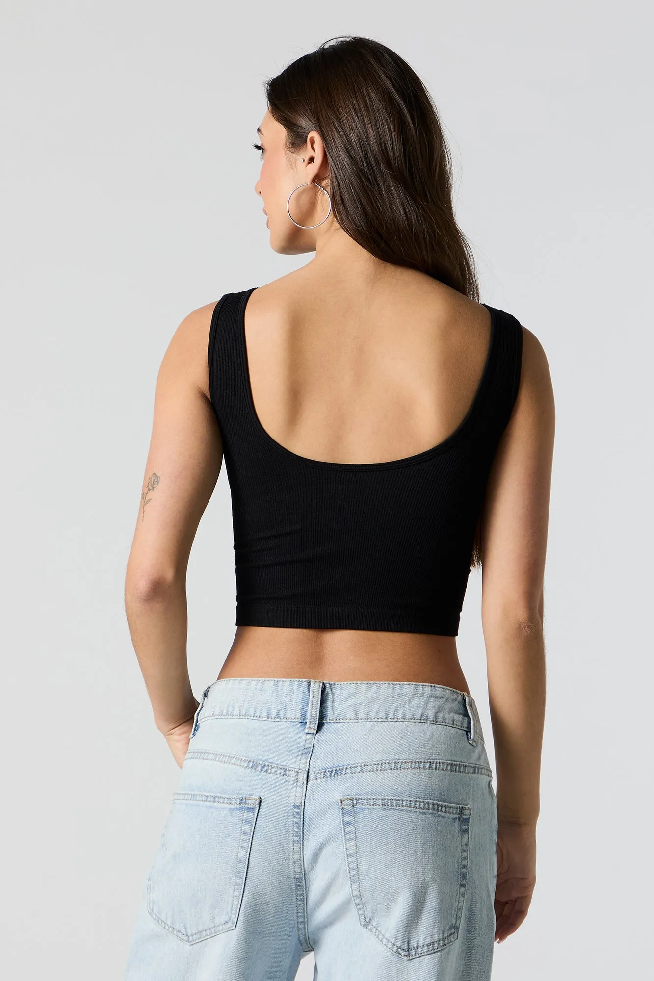 Seamless Ribbed Notched Cropped Tank sold by Charlotte Russe product image thumbnail 2