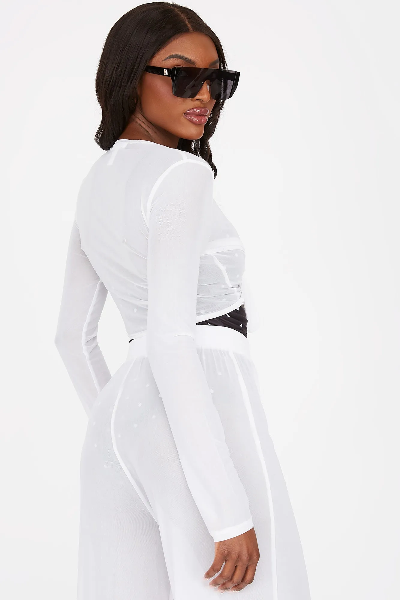 Mesh Tie-Front Long Sleeve Cover-Up Top sold by Charlotte Russe product image thumbnail 5