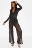 Mesh Tie-Front Long Sleeve Cover-Up Top sold by Charlotte Russe