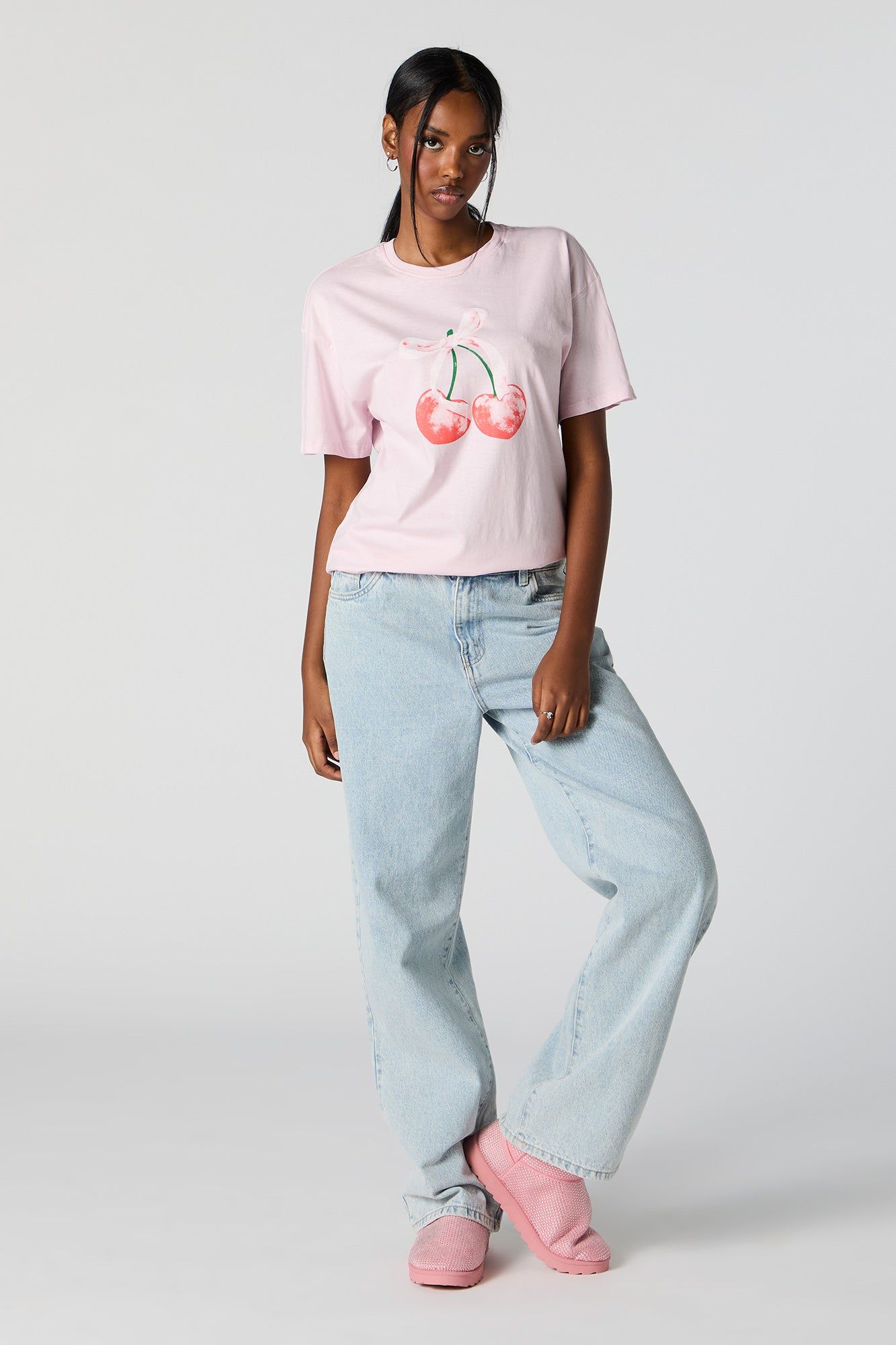Cherry Bow Graphic Boyfriend T-Shirt sold by Charlotte Russe product image thumbnail 4