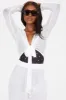 Mesh Tie-Front Long Sleeve Cover-Up Top sold by Charlotte Russe
