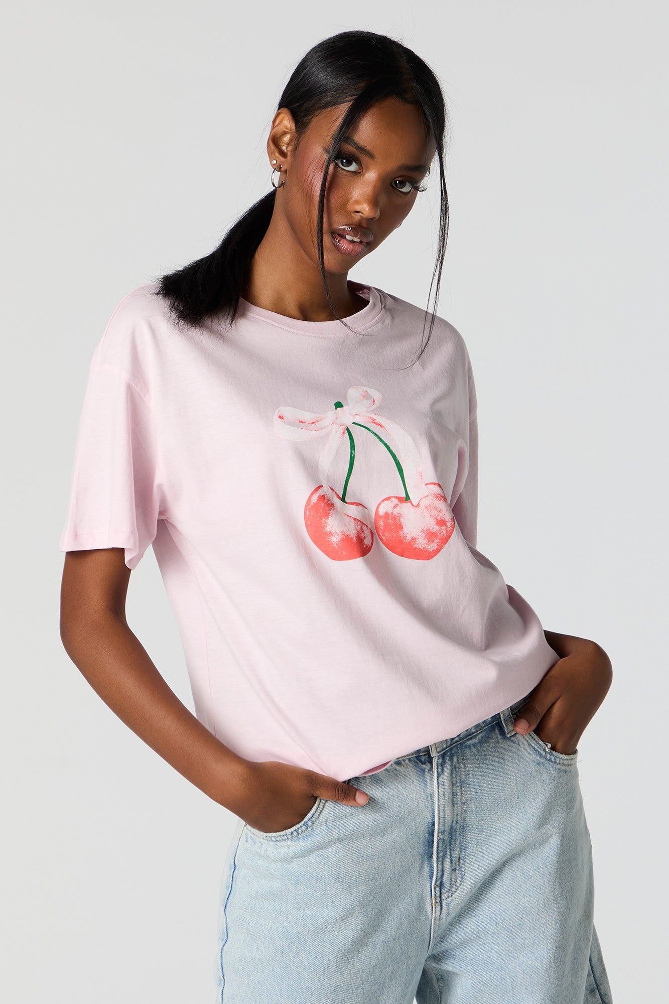 Cherry Bow Graphic Boyfriend T-Shirt sold by Charlotte Russe product image thumbnail 2