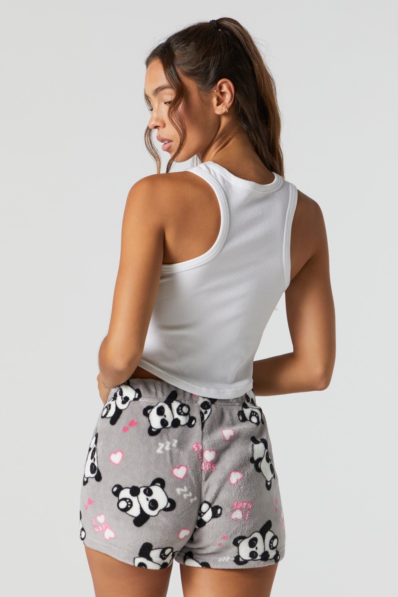 Panda Print Plush Pajama Short sold by Charlotte Russe product image thumbnail 2