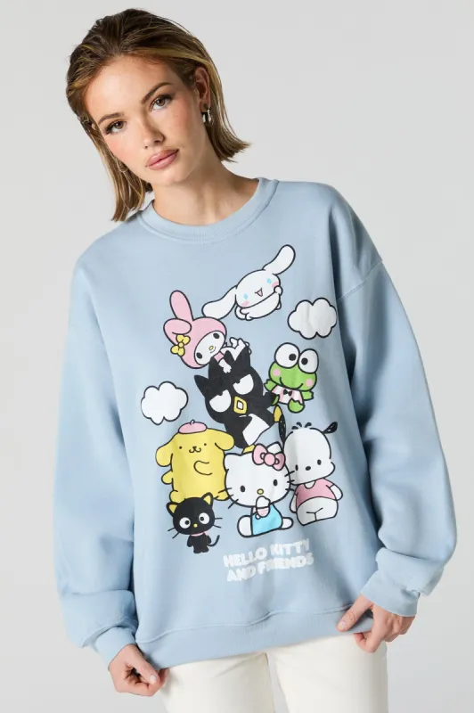 Blue Hello Kitty and Friends Graphic Fleece Sweatshirt sold by Charlotte Russe
