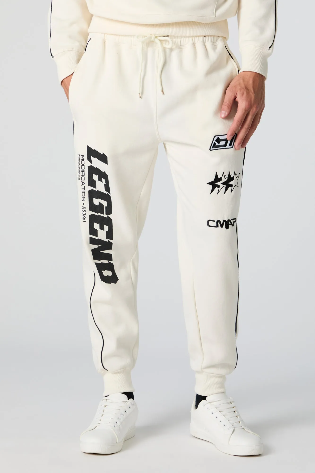 Racing Legend Embroidered Graphic Fleece Jogger sold by Charlotte Russe product image thumbnail 2