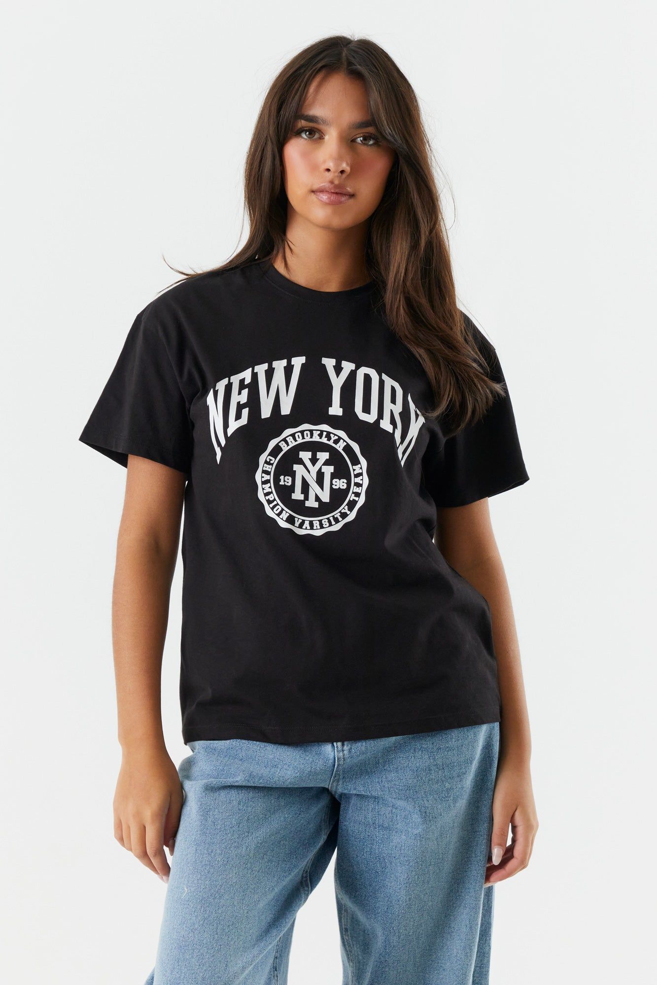New York Varsity Graphic Boyfriend T-Shirt sold by Charlotte Russe