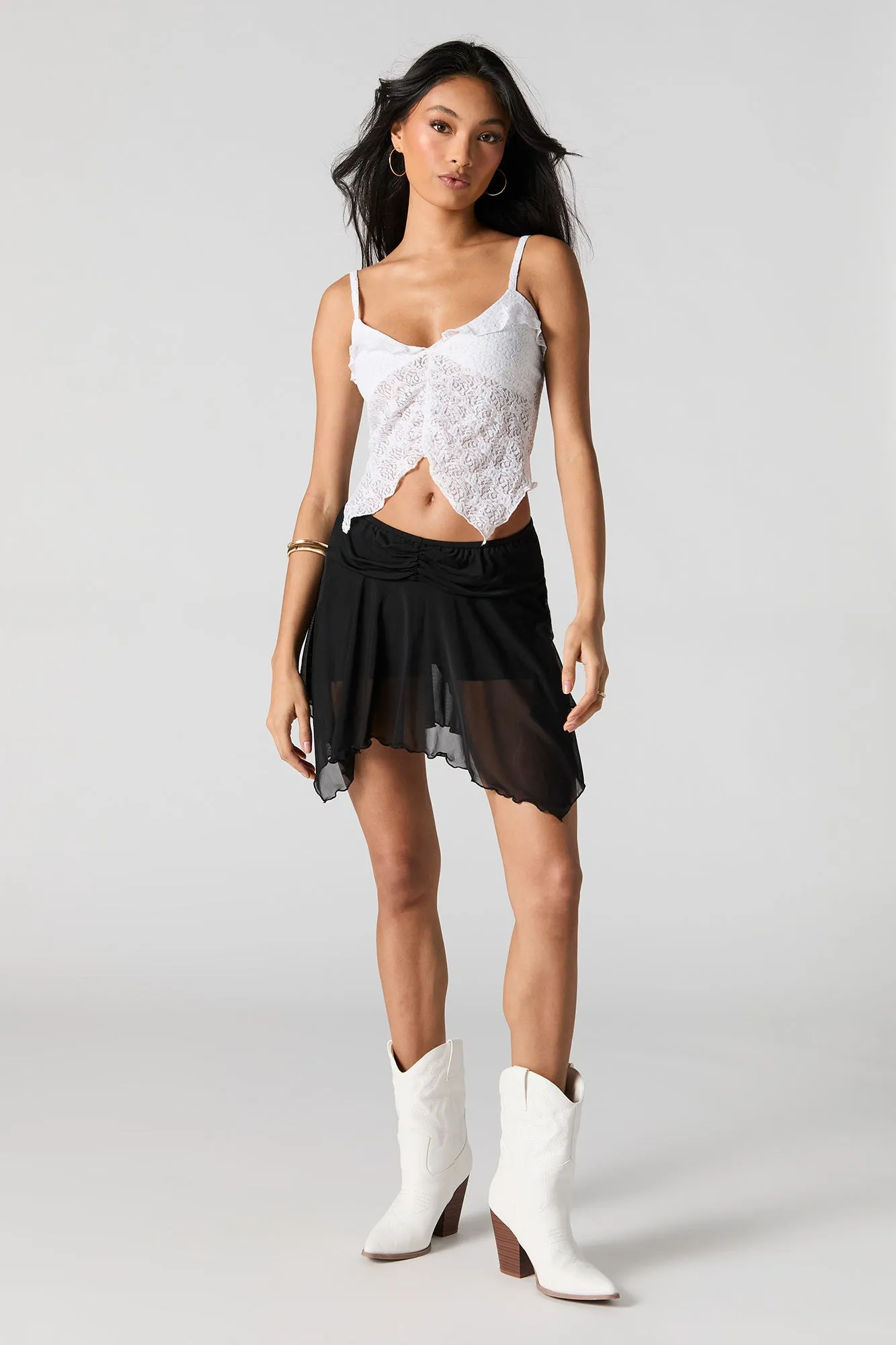 Mesh Asymmetrical Mini Skort sold by Charlotte Russe product image thumbnail 3