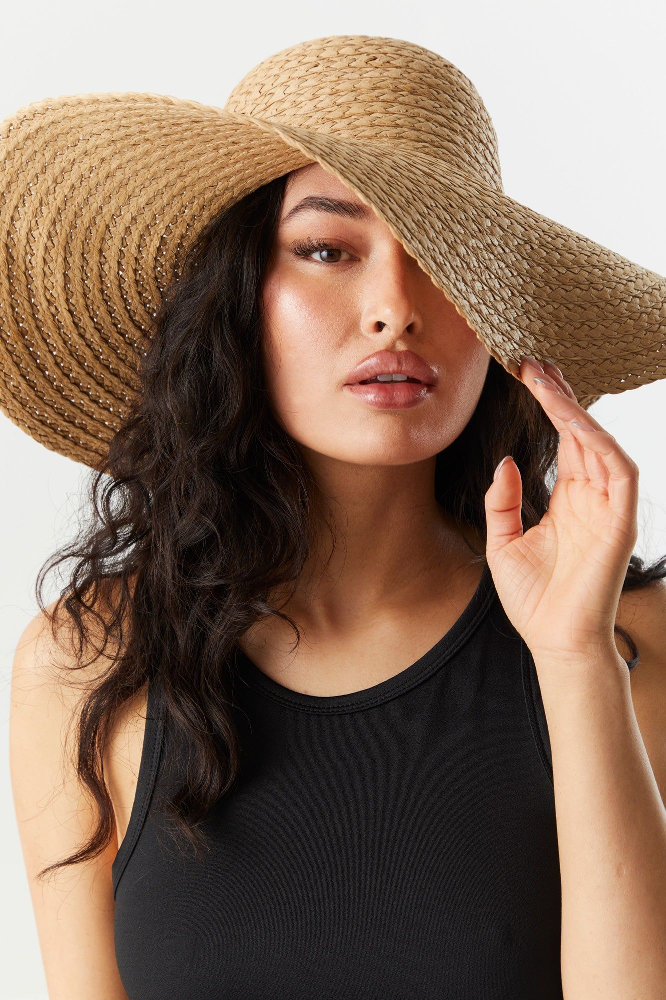 Straw Wide Brim Floppy Hat sold by Charlotte Russe