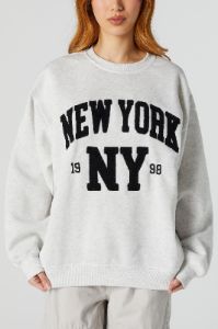 New York Chenille Embroidered Sweatshirt sold by Charlotte Russe