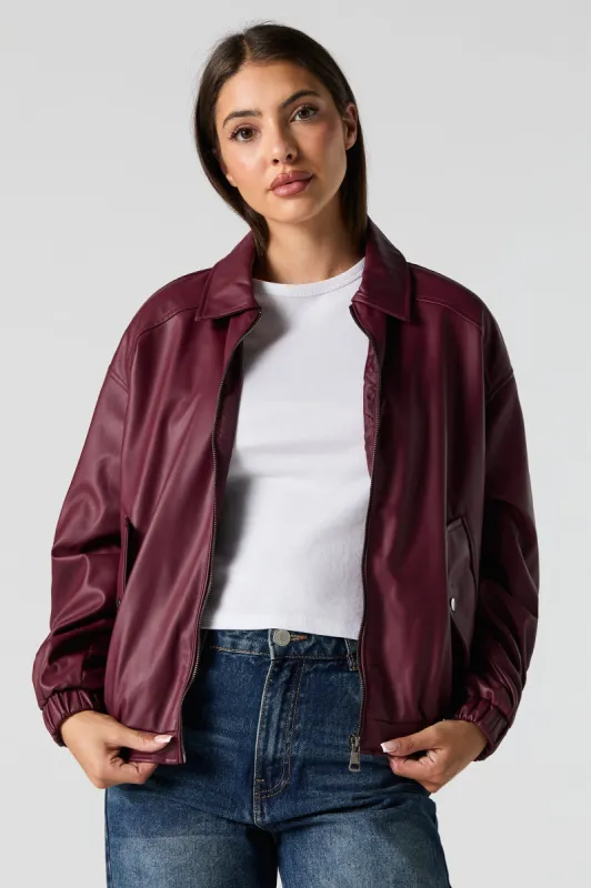 Faux Leather Bomber Jacket sold by Charlotte Russe