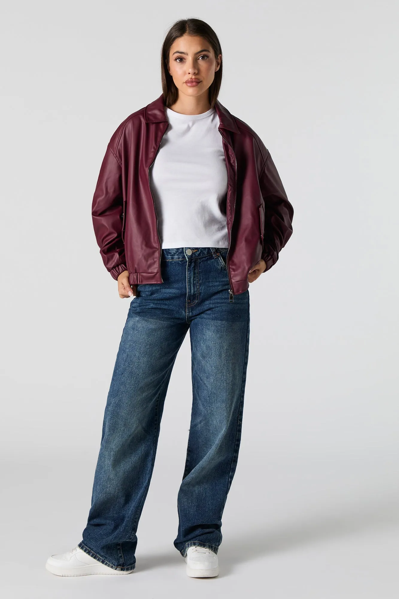 Faux Leather Bomber Jacket sold by Charlotte Russe product image thumbnail 3
