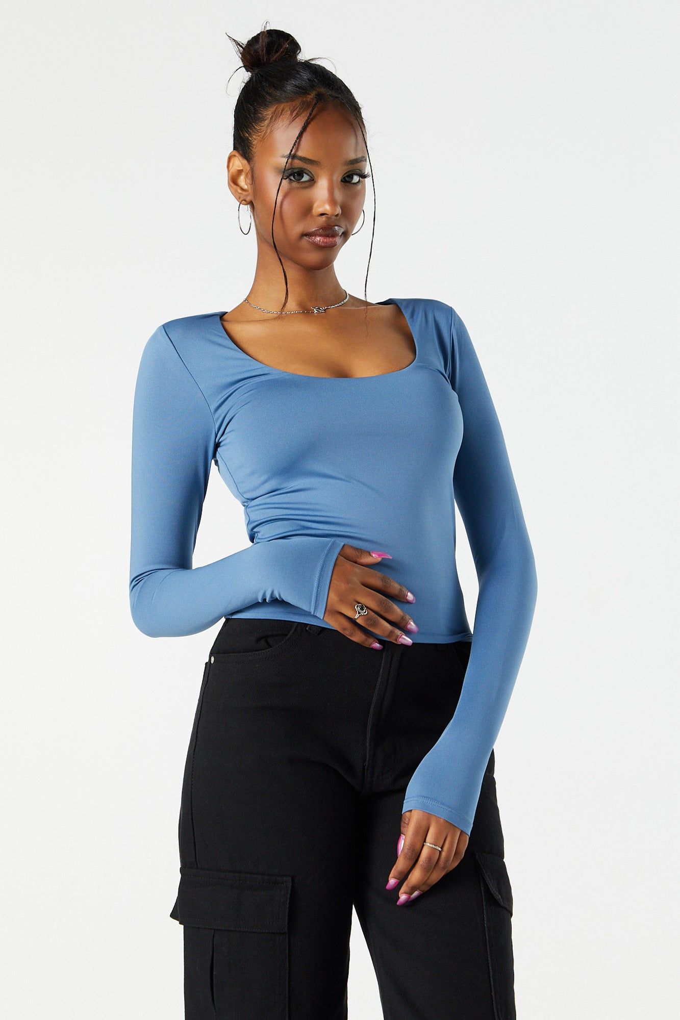 Contour Scoop Neck Long Sleeve Top sold by Charlotte Russe product image thumbnail 10