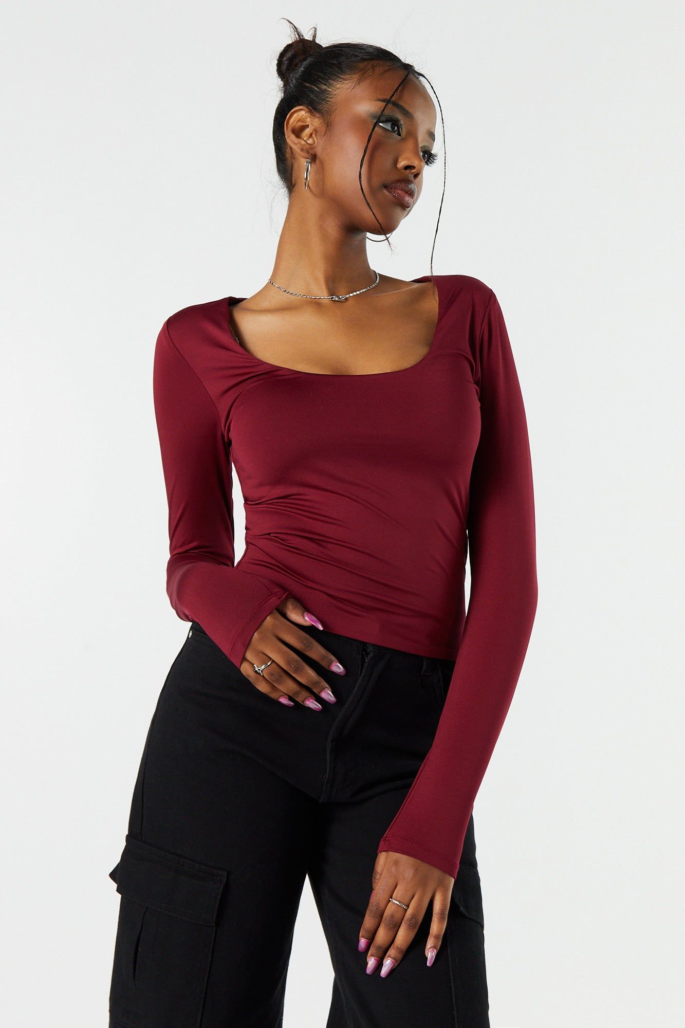 Contour Scoop Neck Long Sleeve Top sold by Charlotte Russe product image thumbnail 16