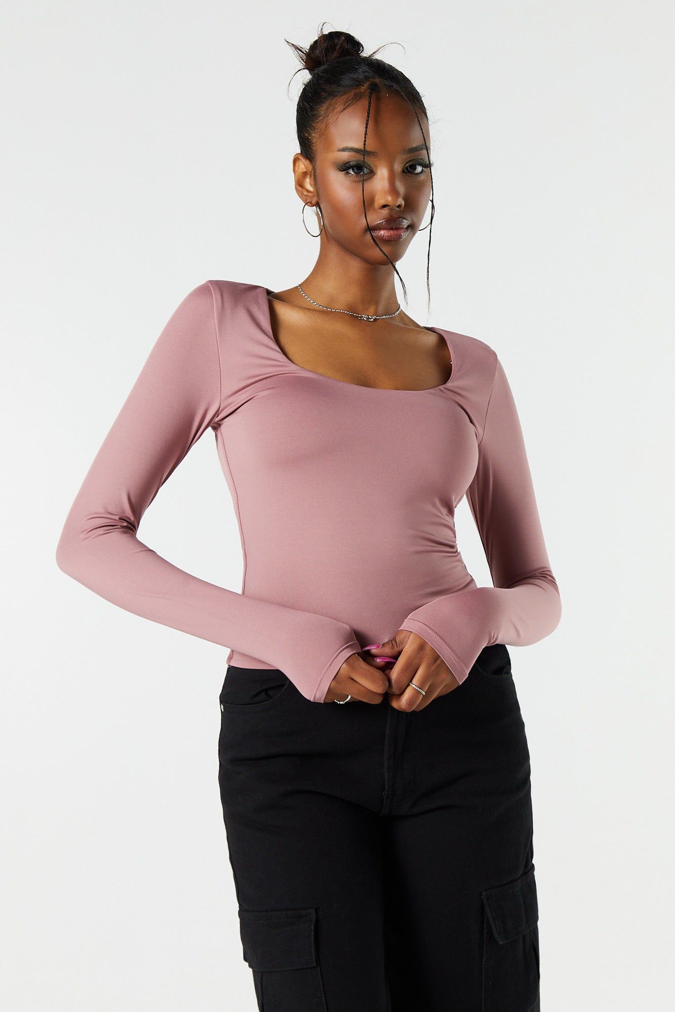 Contour Scoop Neck Long Sleeve Top sold by Charlotte Russe product image thumbnail 13