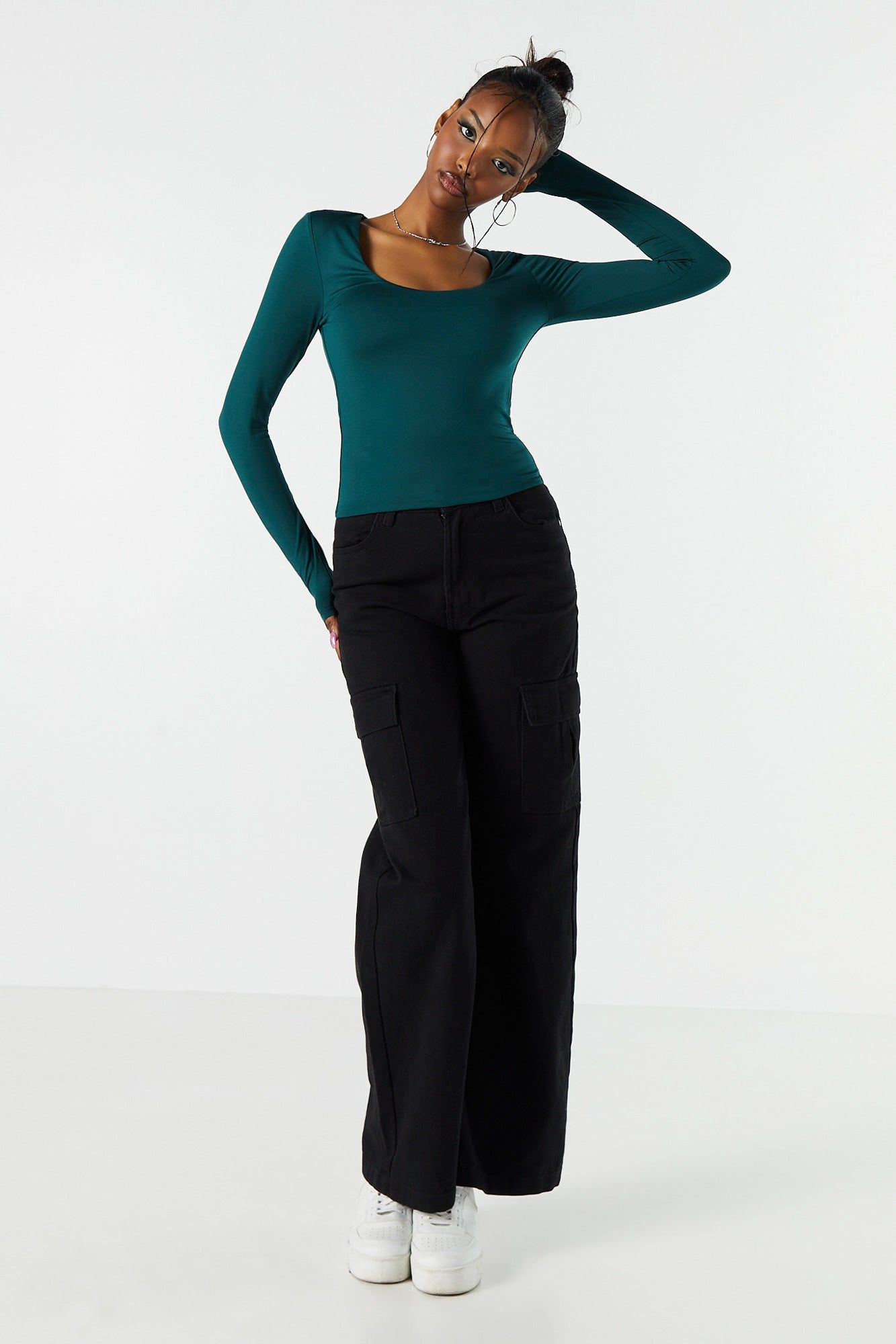 Contour Scoop Neck Long Sleeve Top sold by Charlotte Russe product image thumbnail 3