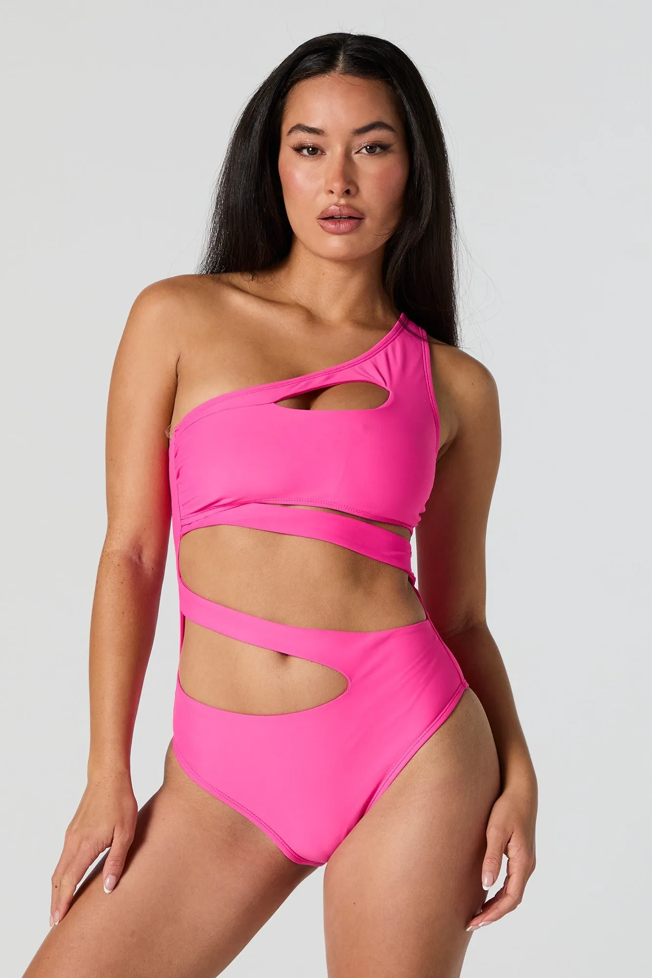 Fuchsia Cut Out One Piece Swimsuit sold by Charlotte Russe product image thumbnail 4