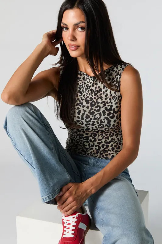 Cheetah Print Mesh High Neck Tank sold by Charlotte Russe