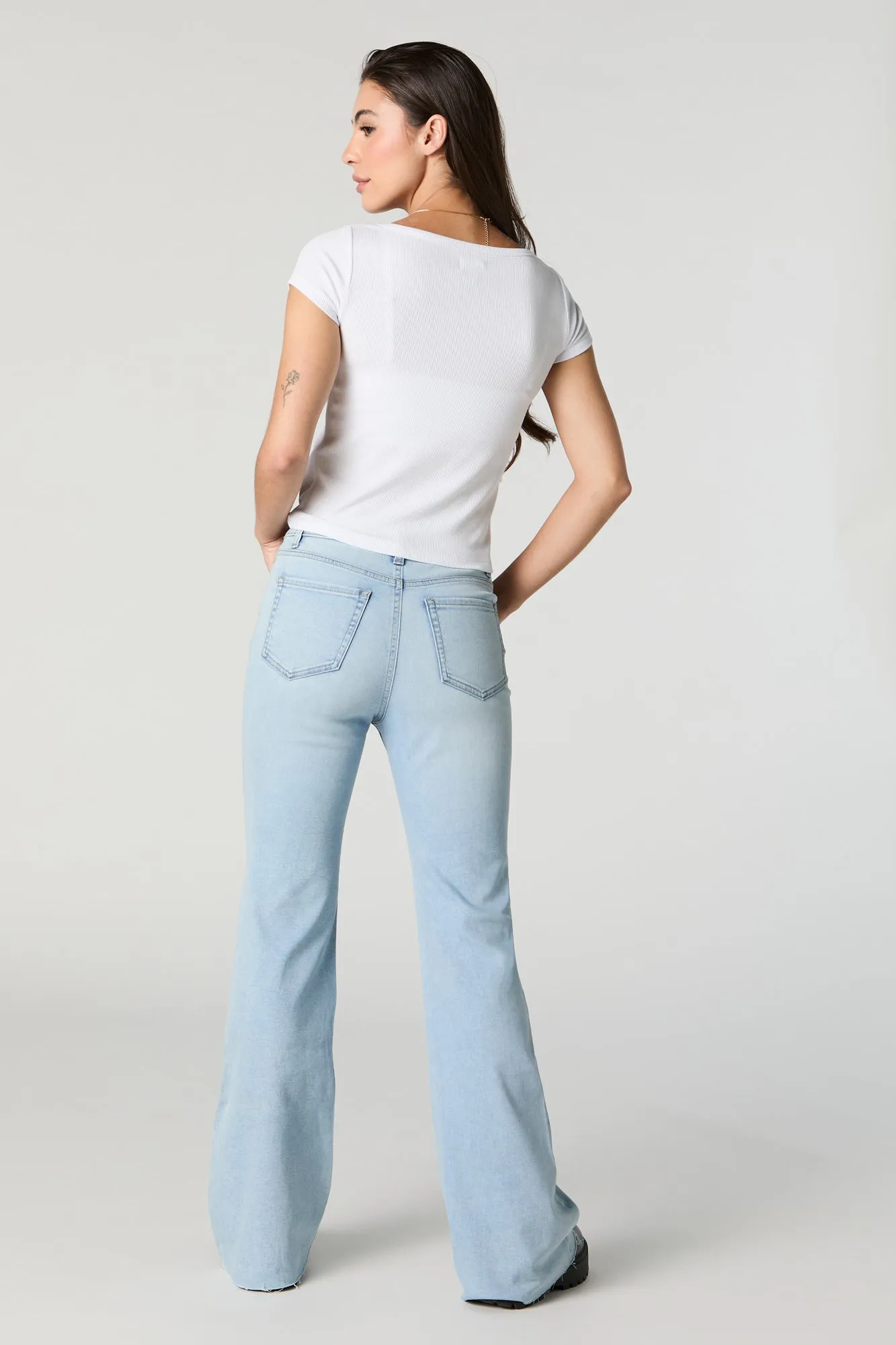 Austin Light Vintage Wash High-Rise Flare Jean sold by Charlotte Russe product image thumbnail 3