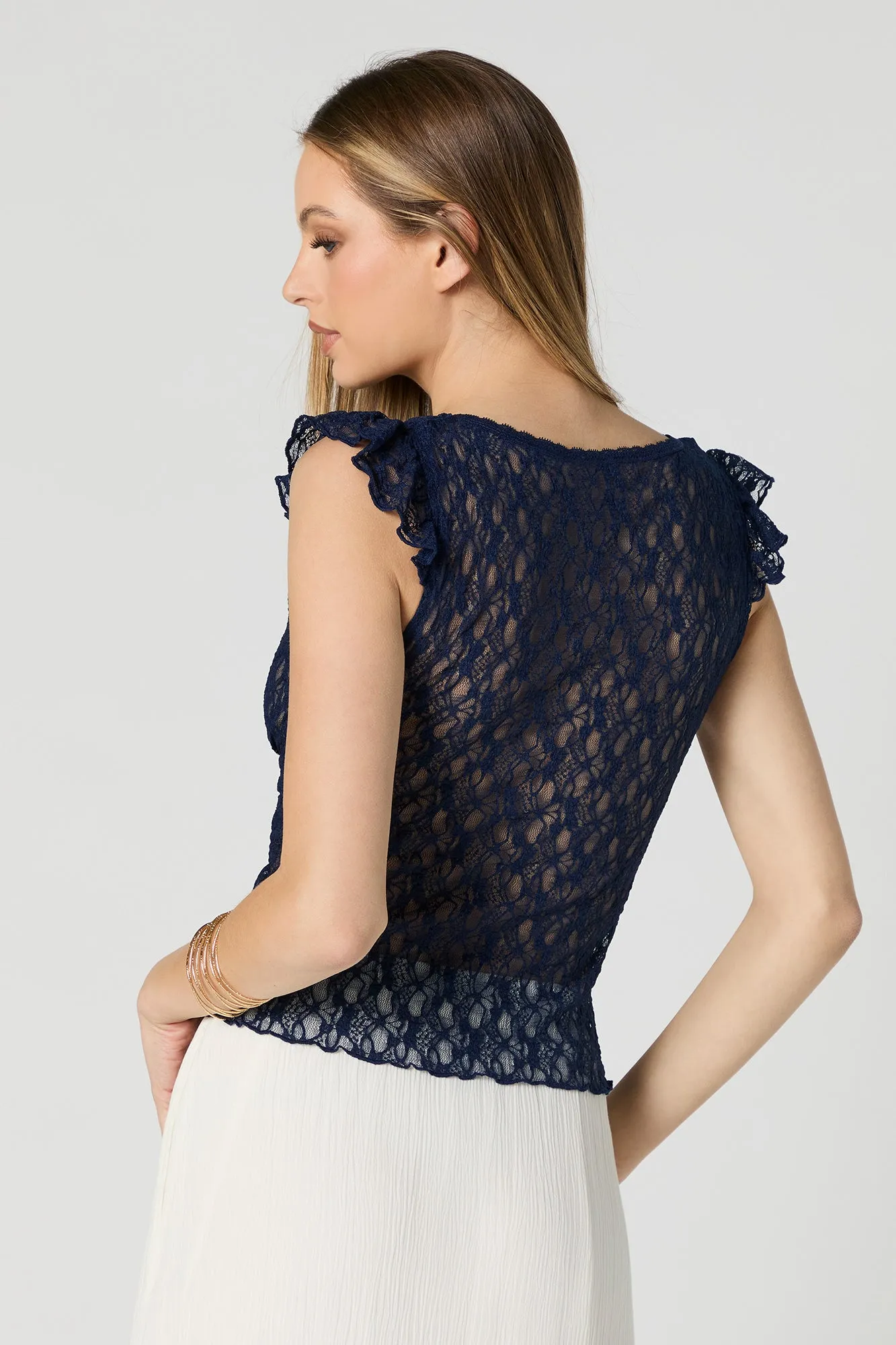 Floral Lace Flutter Sleeve Top sold by Charlotte Russe product image thumbnail 2