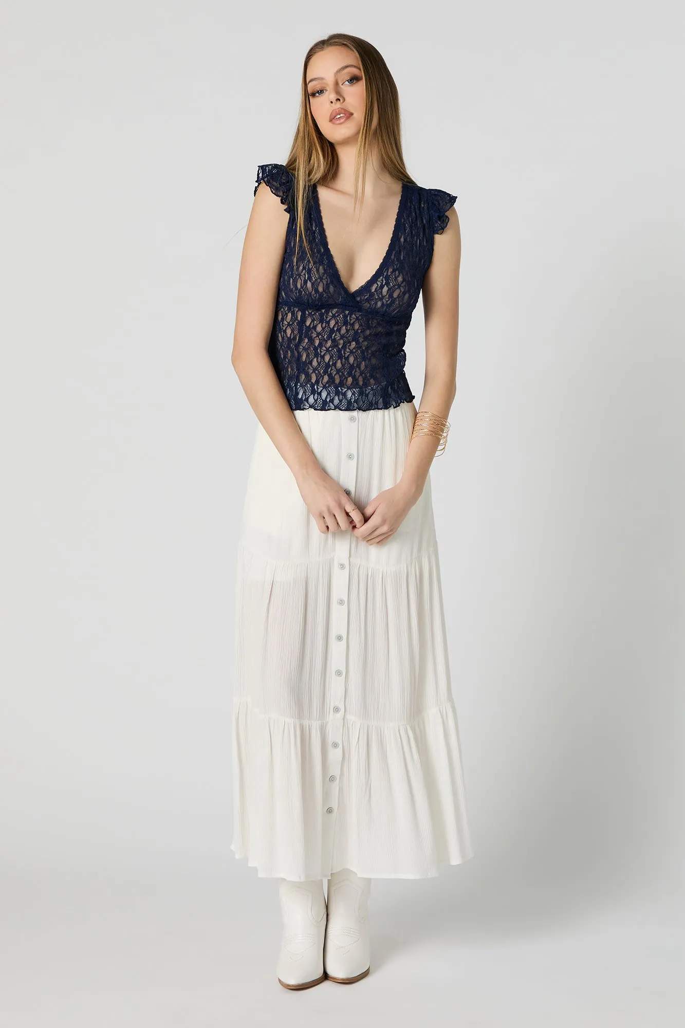 Floral Lace Flutter Sleeve Top sold by Charlotte Russe product image thumbnail 3